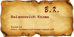 Balassovich Kozma névjegykártya